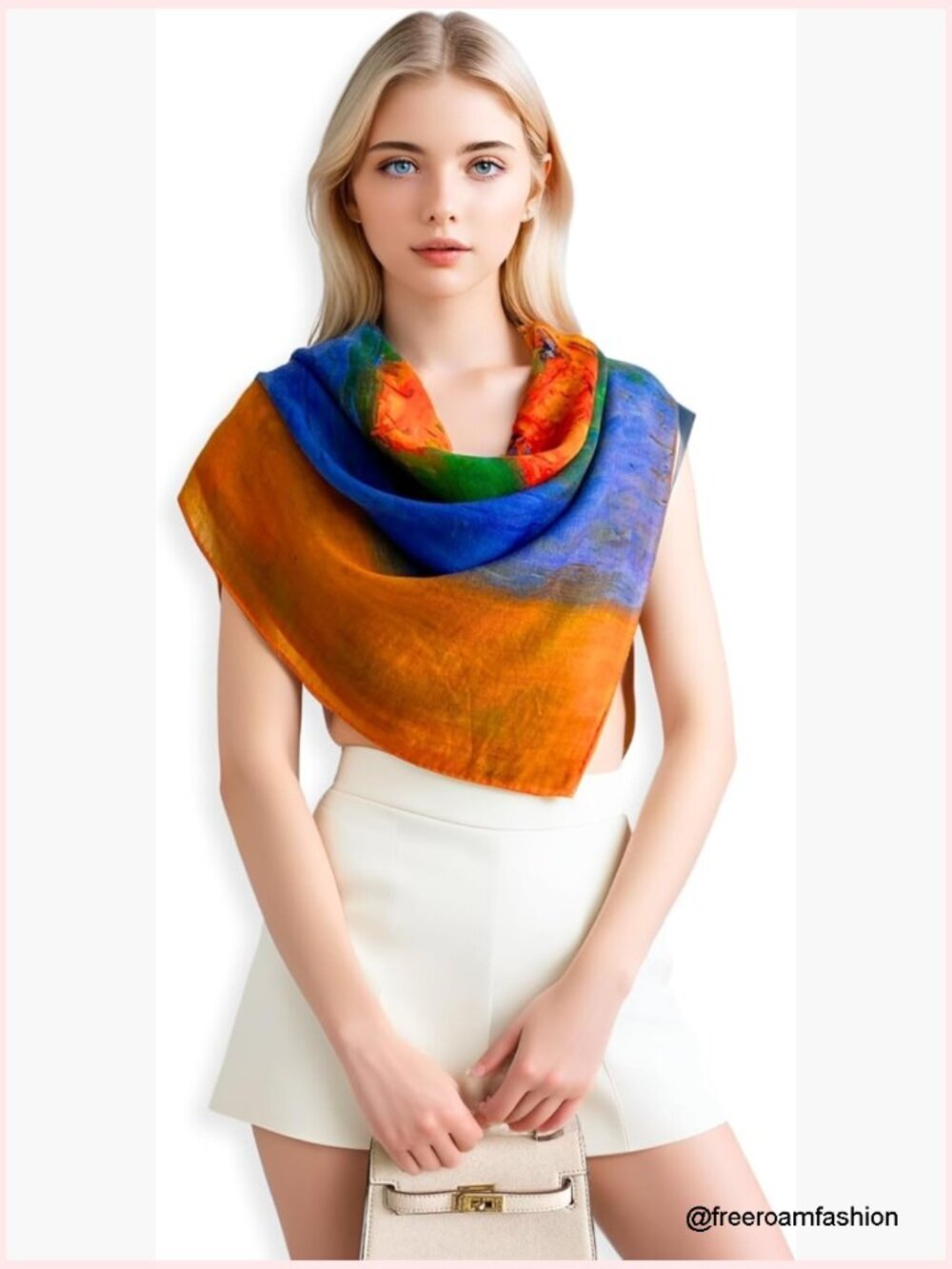 Square Cashmere Wrap Scarf 36x36 Lightweight Pashmina Shawl for Travel